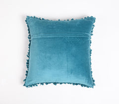 Solid Velvet Cotton Cushion Cover with Border Fringes_1
