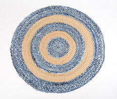Hand Braided Upcycled Denim & Jute Mat