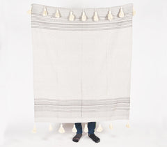 Handwoven Greyscale Tasseled Throw