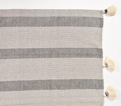 Neutral Striped & Tasseled Throw