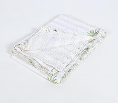 Kantha Embroidered Cotton Tropical Reversible Quilt