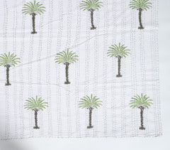 Kantha Embroidered Cotton Tropical Reversible Quilt