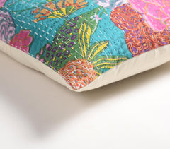 Kantha Embroidered & Block Printed Cushion cover