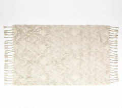 Handwoven Shaggy Textured & Tasseled Rug