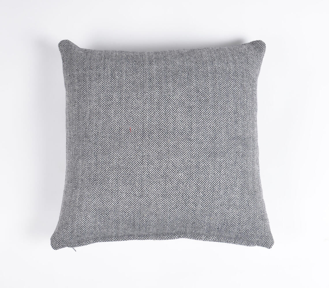 ZigZag Printed Woolen Blend Cushion Cover