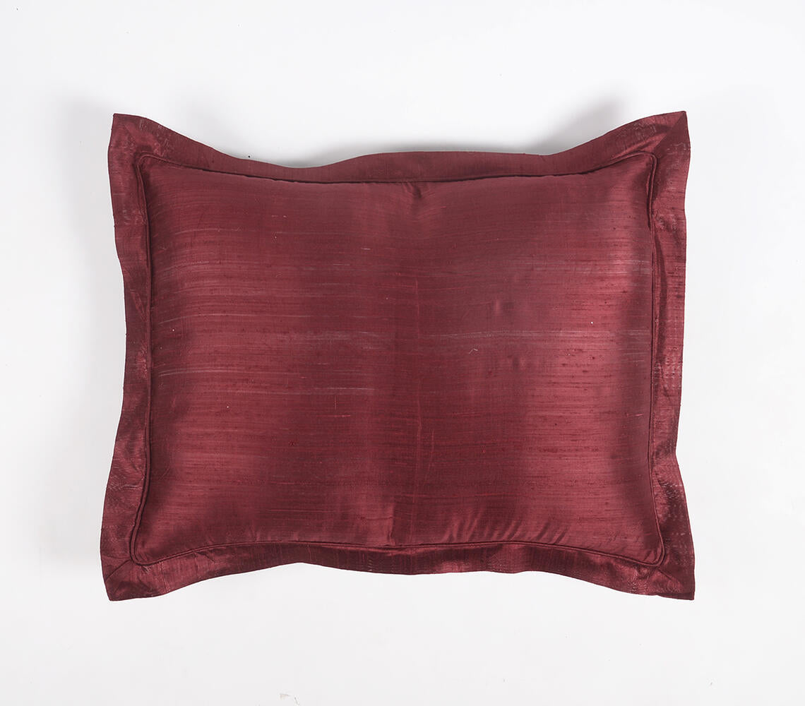 Solid Scarlet Silk Pillow cover with piping