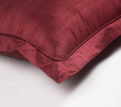 Solid Scarlet Silk Pillow cover with piping