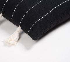 Embroidered Tasseled Cotton Cushion cover