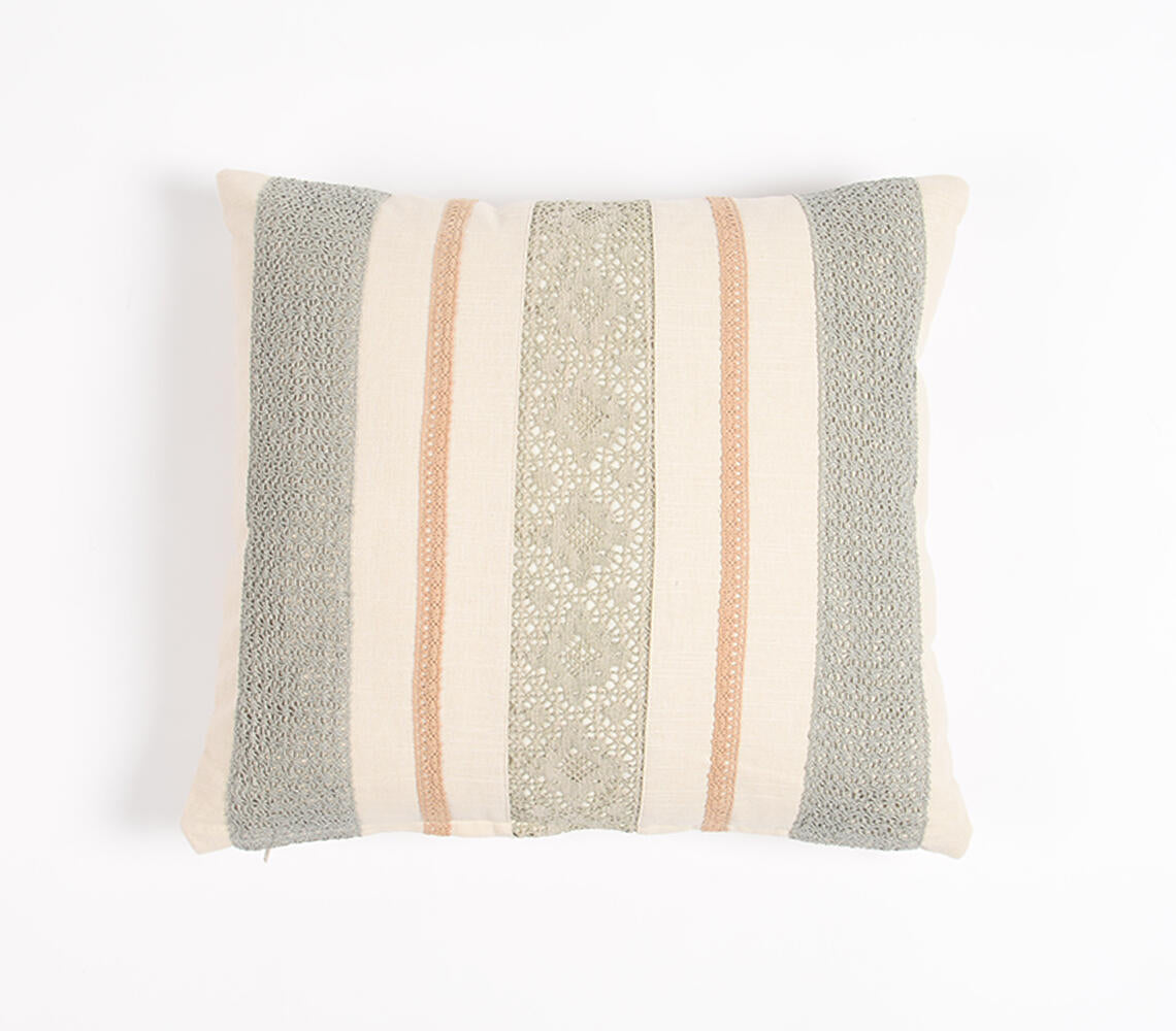 Hand Stitched Lace Cotton Cushion cover