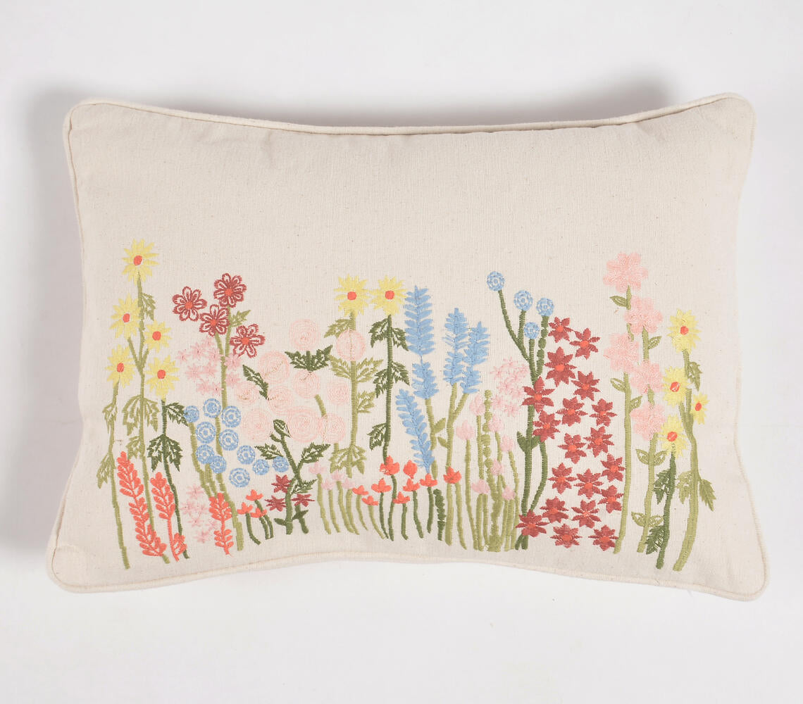 Hand Embroidered Cotton Lumbar Cushion cover Q2