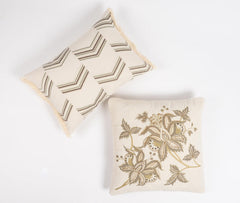Hand Embroidered Cotton Lumbar Cushion cover_1