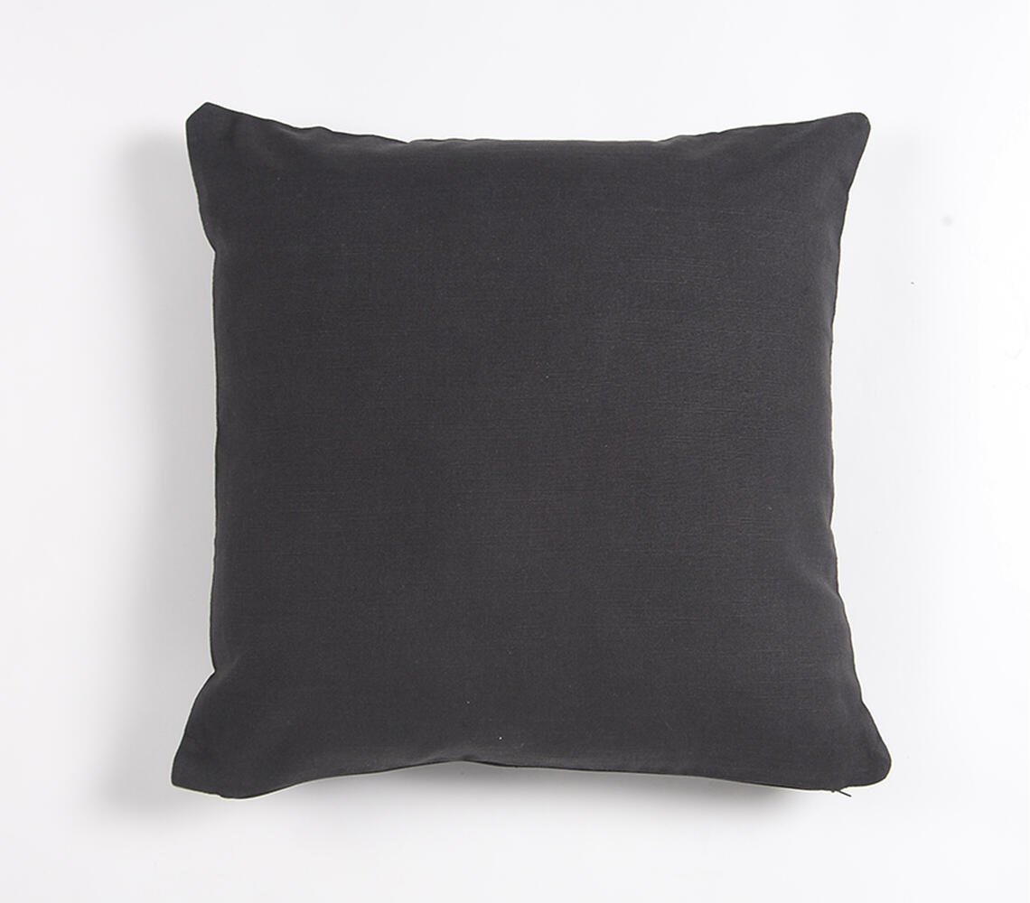 Solid Woven Ivory Cotton Cushion cover