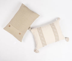 Hand Embroidered Cotton Lumbar Cushion cover