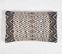 Embroidered Woven & Patchwork Cotton Lumbar Cushion cover