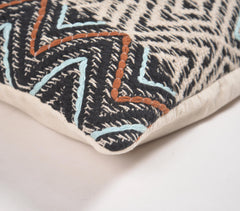 Embroidered Woven & Patchwork Cotton Lumbar Cushion cover