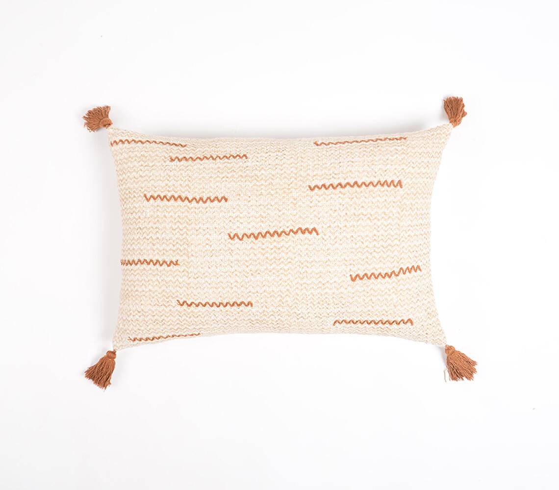 Hand Block Printed & Embroidered Cotton Lumbar Cushion cover