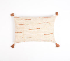 Hand Block Printed & Embroidered Cotton Lumbar Cushion cover