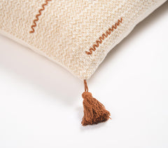 Hand Block Printed & Embroidered Cotton Lumbar Cushion cover