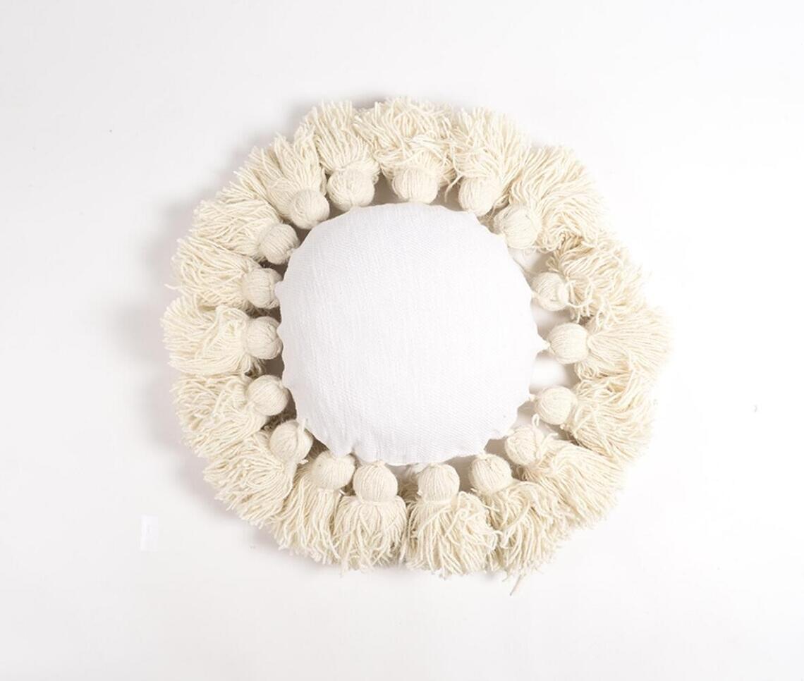 Statement Tasseled Round Cushion cover