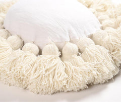 Statement Tasseled Round Cushion cover