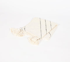 Minimal Ivory Tasseled Throw