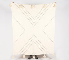 Minimal Ivory Tasseled Throw