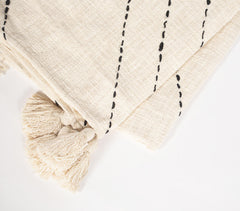 Minimal Ivory Tasseled Throw