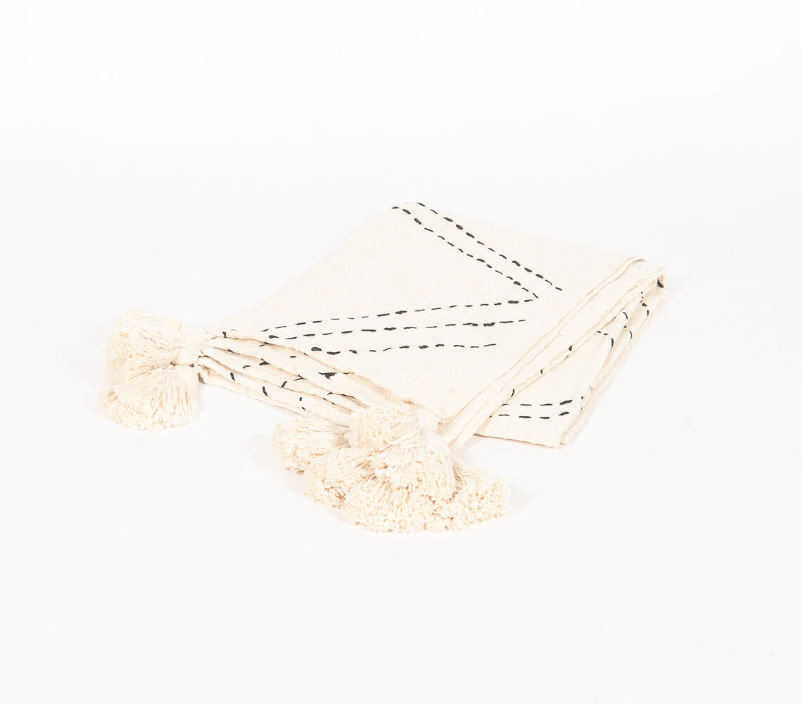 Line Embroidered Minimal Throw