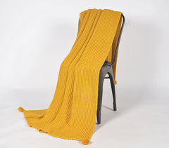 Knitted Cotton Pom-Pom Summer Throw