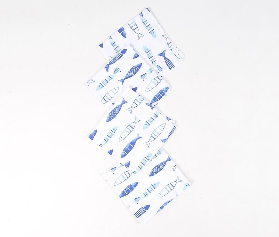 Printed Fish Table Napkins (Set of 4)