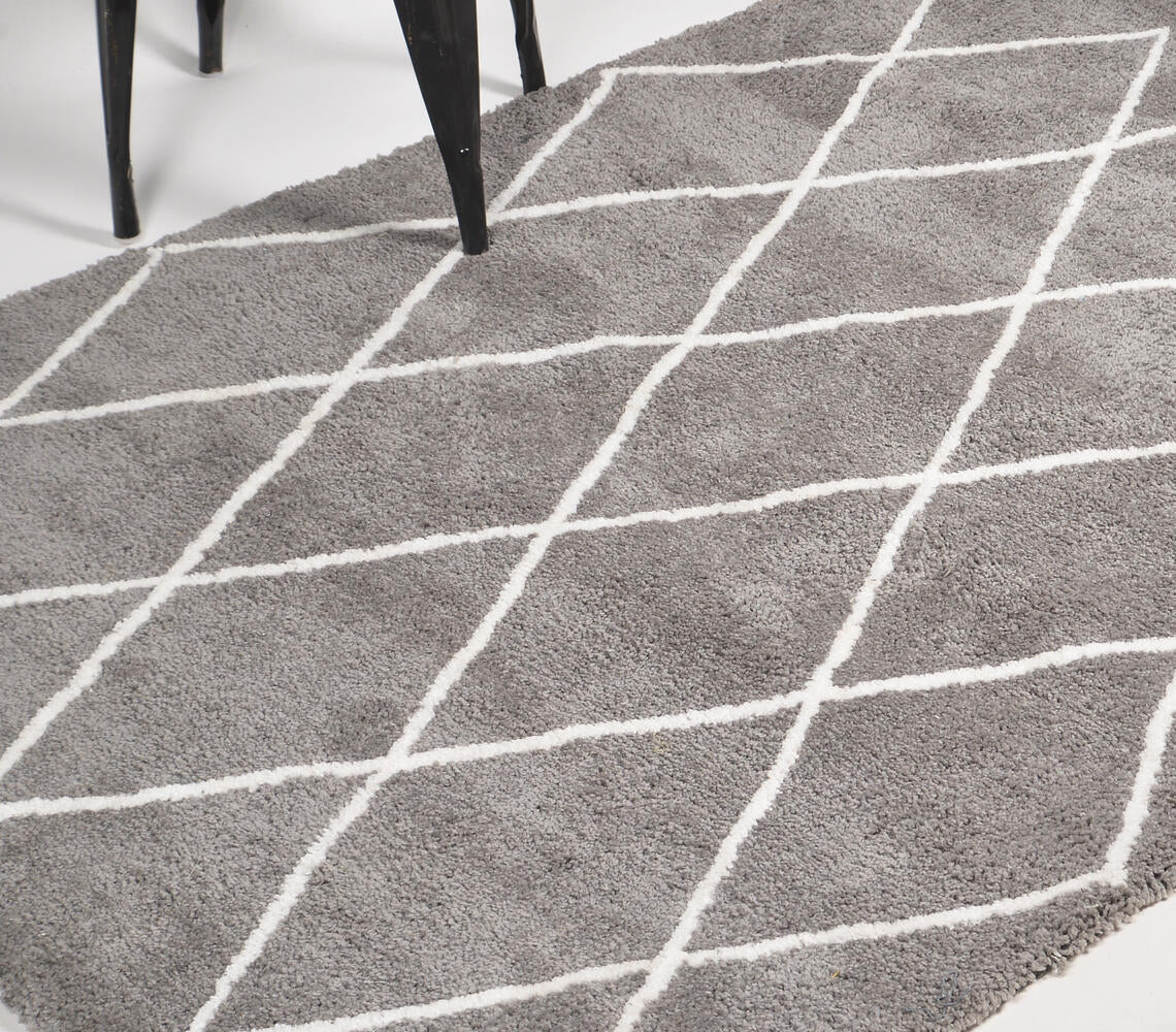 Hand Tufted Diamond Lattice Grey Rug