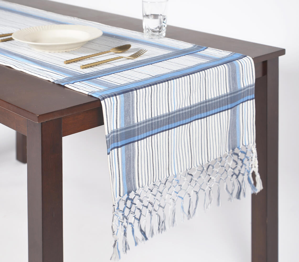 Yarn-Dyed Cotton Tasseled Table Runner Q1