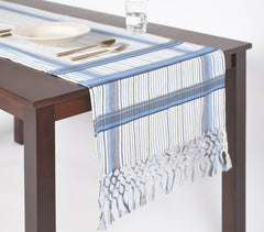 Yarn-Dyed Cotton Tasseled Table Runner Q1