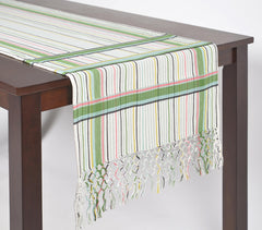 Yarn-Dyed Cotton Tasseled Table Runner