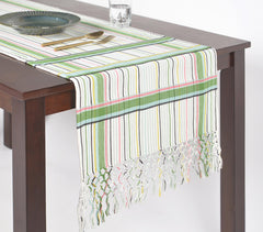 Yarn-Dyed Cotton Tasseled Table Runner