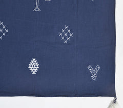 Handwoven Cotton Monochrome Navy Throw with Tassels