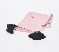 Handwoven Cotton Pastel Pink Throw with Tassels