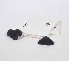 Handwoven Cotton Monochrome Ivory Throw with Tassels