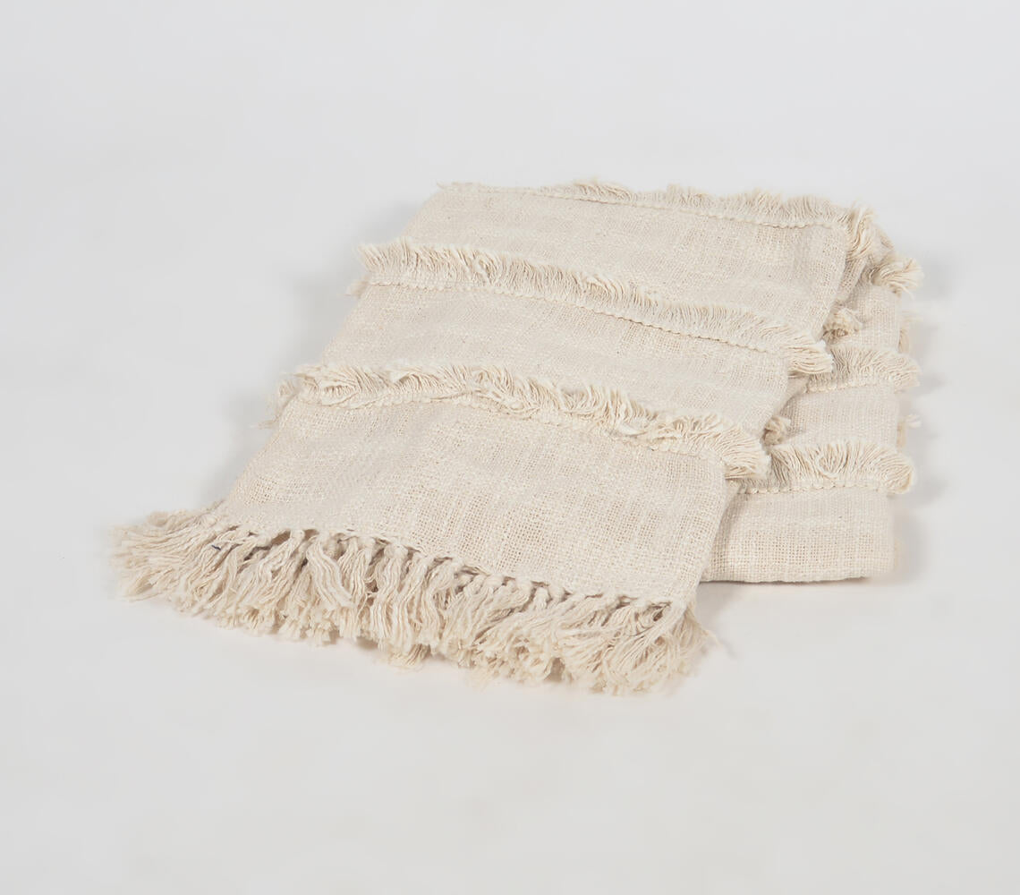 Beige Boxes Cotton Throw