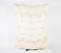 Handwoven Cotton Textured & Frayed-Chevron Throw