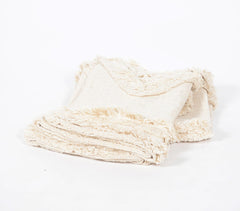 Handwoven Cotton Textured & Frayed-Chevron Throw