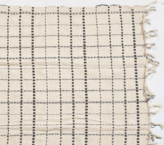 Handwoven Cotton Neutral Checkered Throw with Tassels