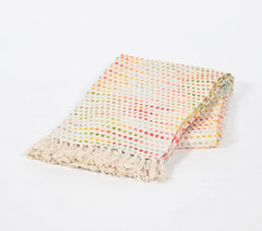 Rainbow Illusion Handwoven Cotton Throw with Tassels