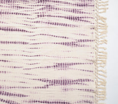 Shibori Tie-and-Dye Mauve Cotton Throw with Tassels