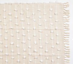 Handwoven Cotton Popcorn Striped & Tasseled Throw