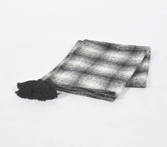 Handwoven Woolen Monochrome Tasseled Gingham Checks Throw