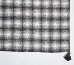 Handwoven Woolen Monochrome Tasseled Gingham Checks Throw