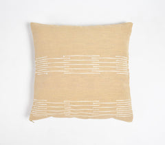 Solid Sand Cushion Cover with Line Embroidery