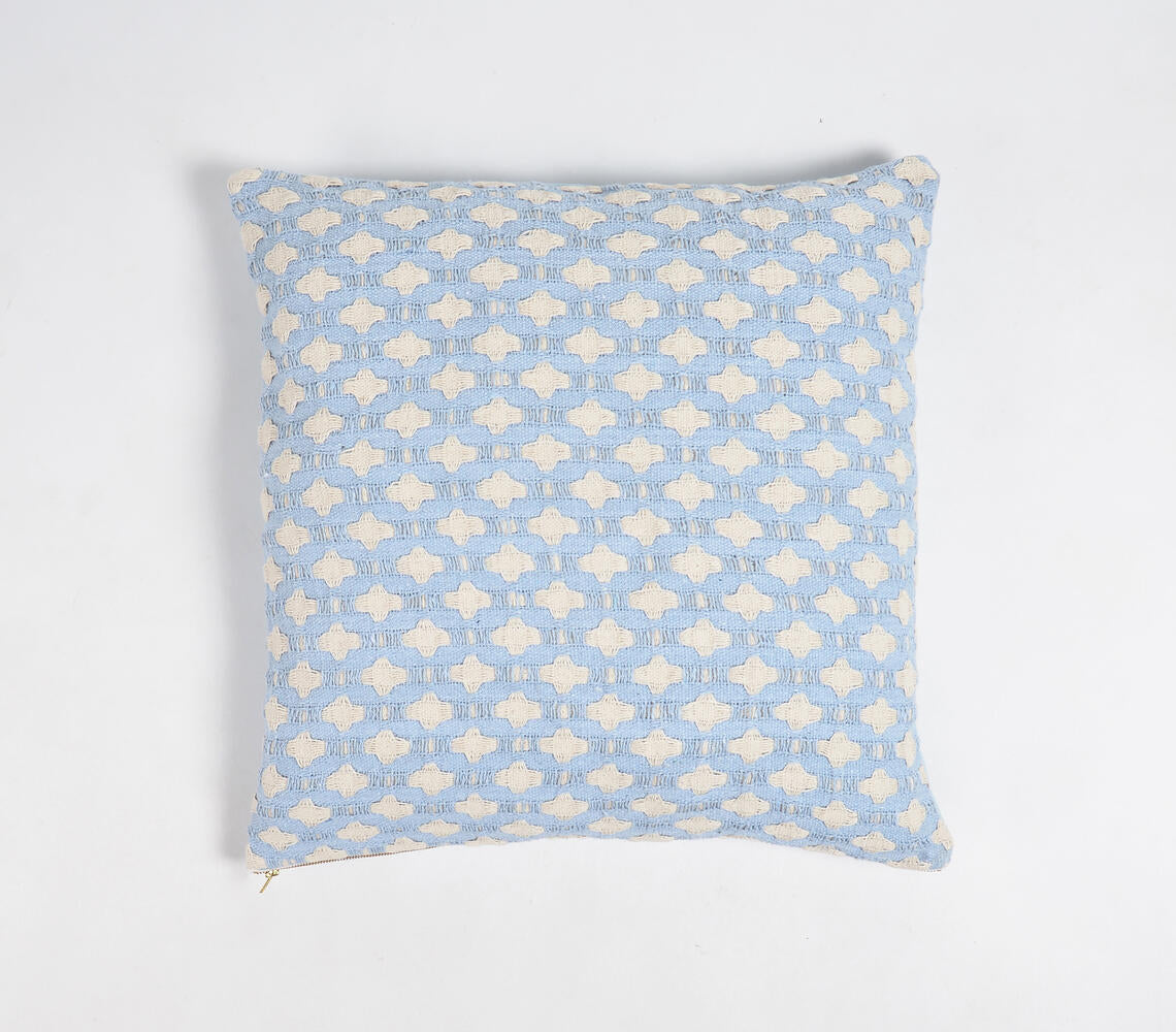 Trellis Patterned Powder Blue Cushion Cover
