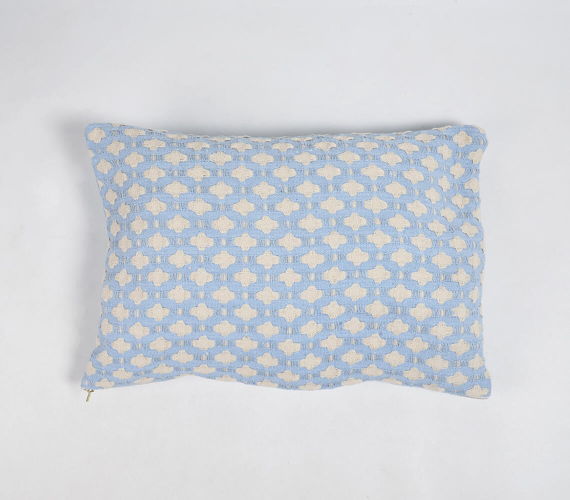 Trellis Patterned Powder Blue Lumbar Cushion Cover